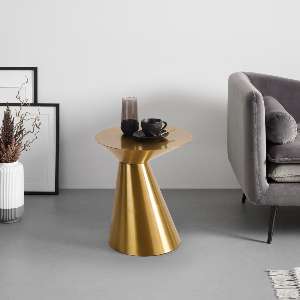 Masă auxiliară KACY -TREND- - auriu, Romantik / Landhaus, metal (40/45/40cm) - Premium Living