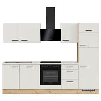 Küchblock IP1200 o. Geräte Weiß - Eichefarben/Schwarz, MODERN, Holzwerkstoff/Metall (280cm) - Impuls