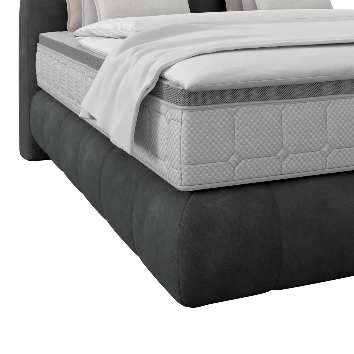 Boxspring Krevet Nobu - crna/antracit, Trend, drvo/tekstil (160/200cm) - Premium Living