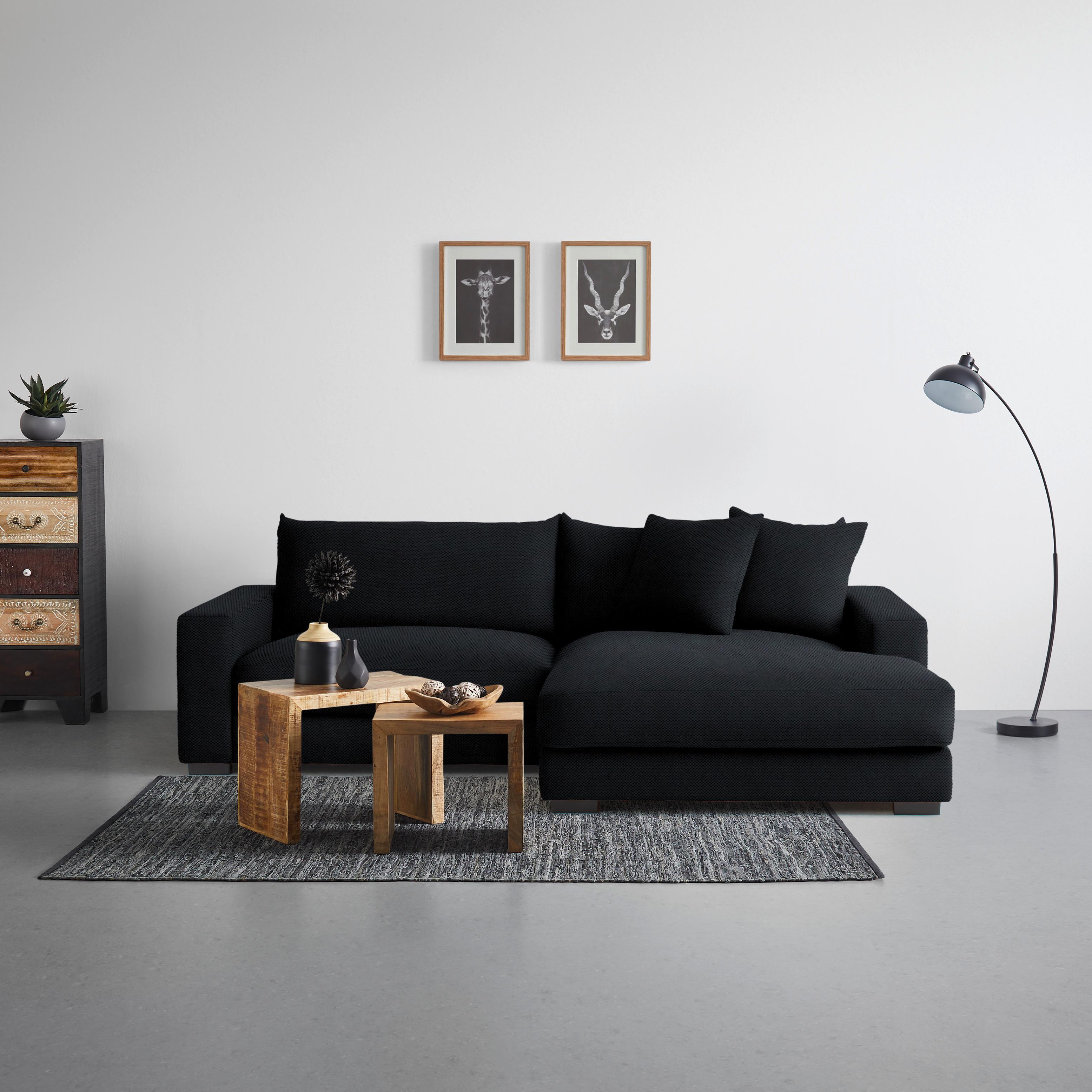 Ecksofa Pedro Schwarz - Schwarz, MODERN, Textil (265/83/180cm) - Mömax