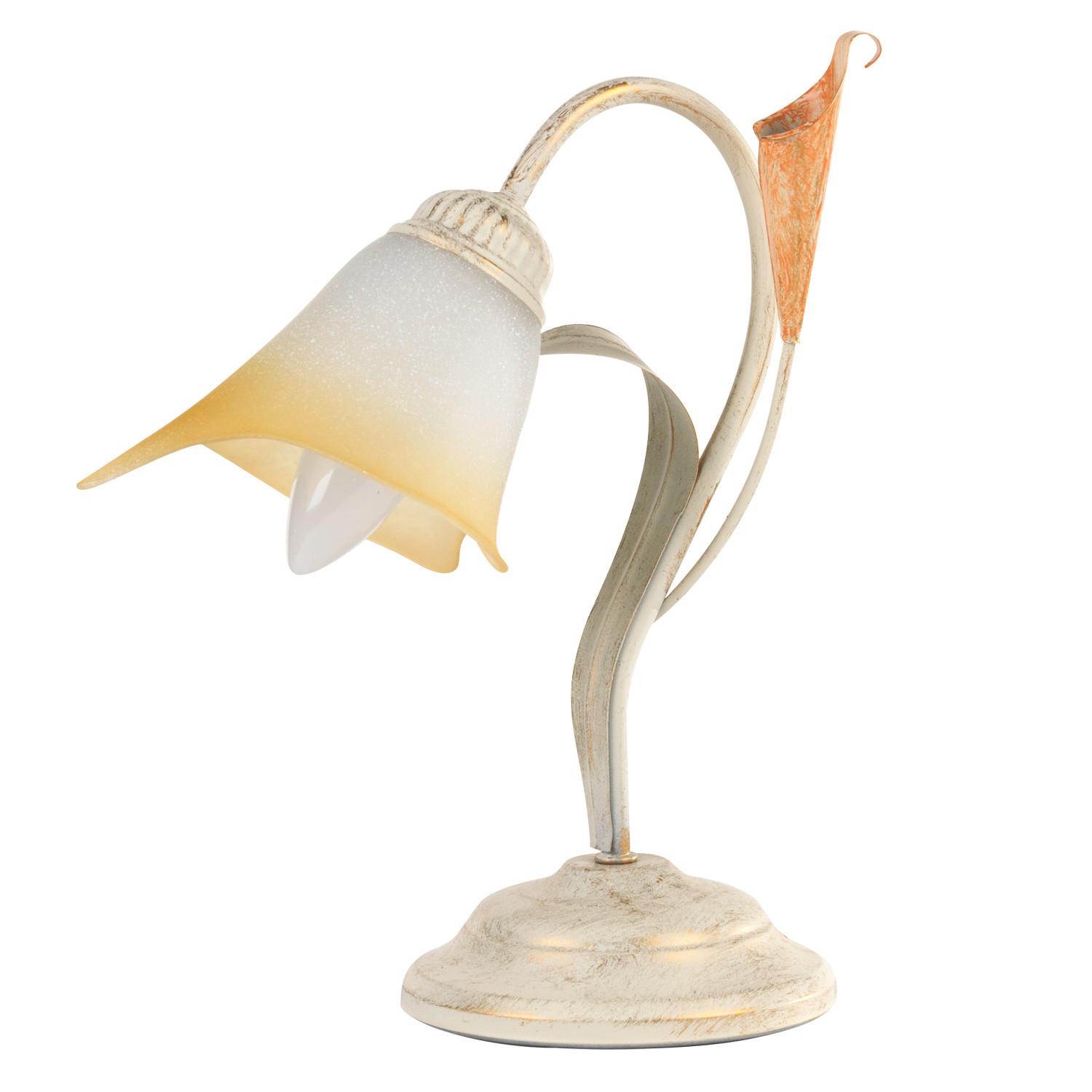 Tischleuchte Lucrezia Avorio Weiß max. 6 Watt - Weiß, Natur, Metall (25/31cm)