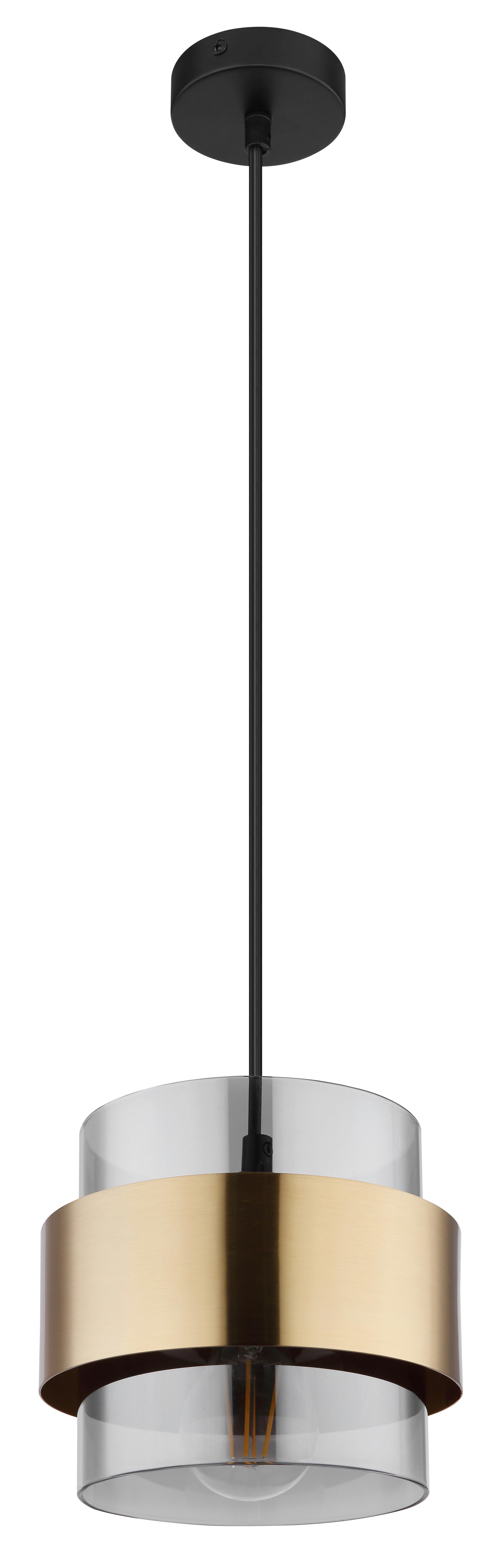 Hängeleuchte Milley in Schwarz/Messing max. 60 Watt - Messingfarben/Schwarz, MODERN, Glas/Metall (18/120cm)