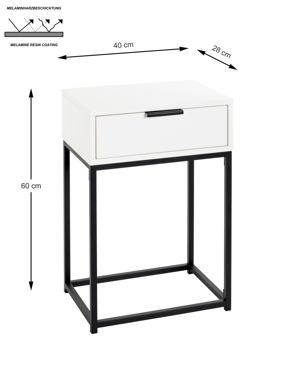 NOPTIERA ILVA - alb/negru, Konventionell, metal/material pe bază de lemn (40/60/28cm) - Mömax