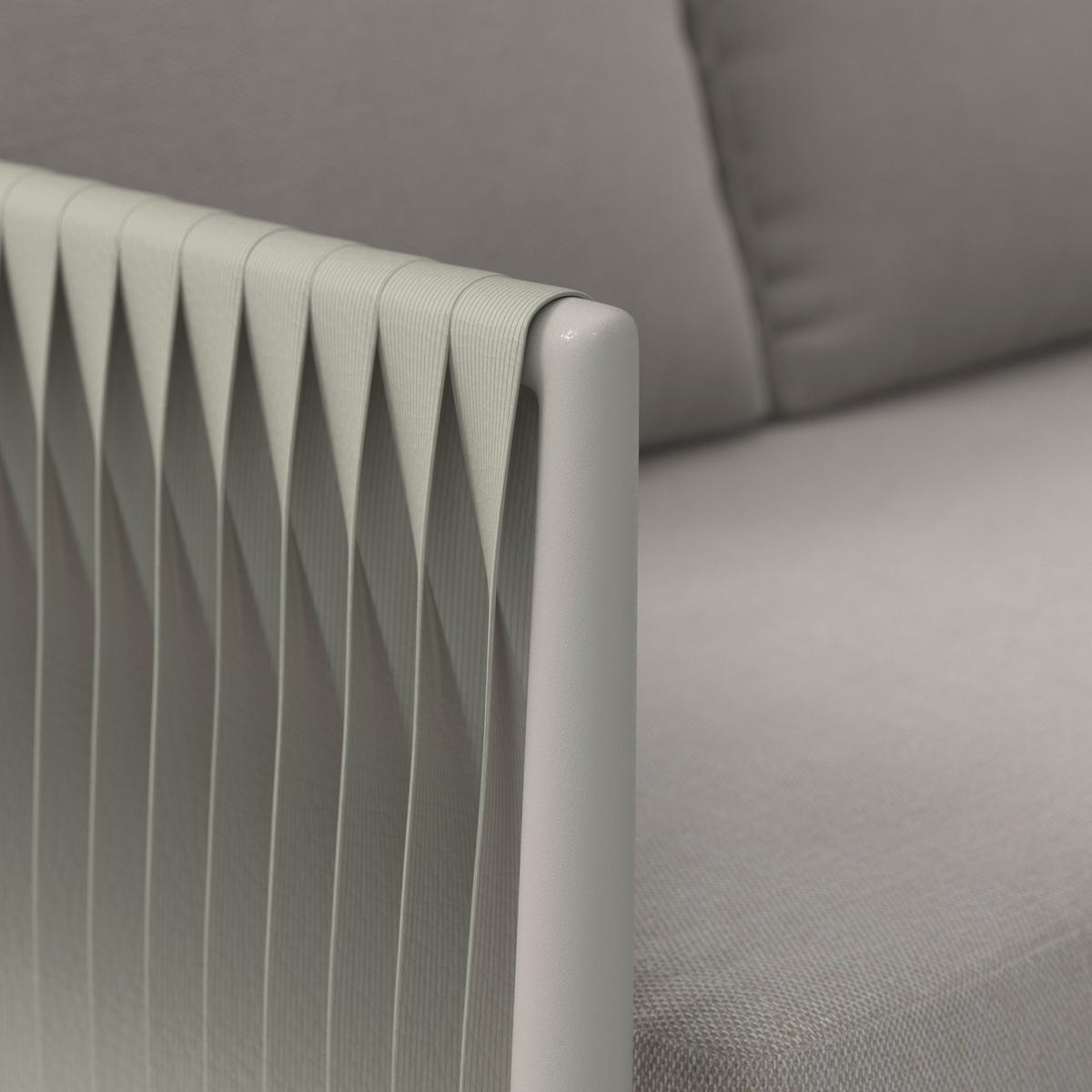 Loungegarnitur Alvina Outdoorstoff/Metall +Abdeckung - Creme, MODERN, Kunststoff/Textil (259/74/199cm) - Bessagi Garden