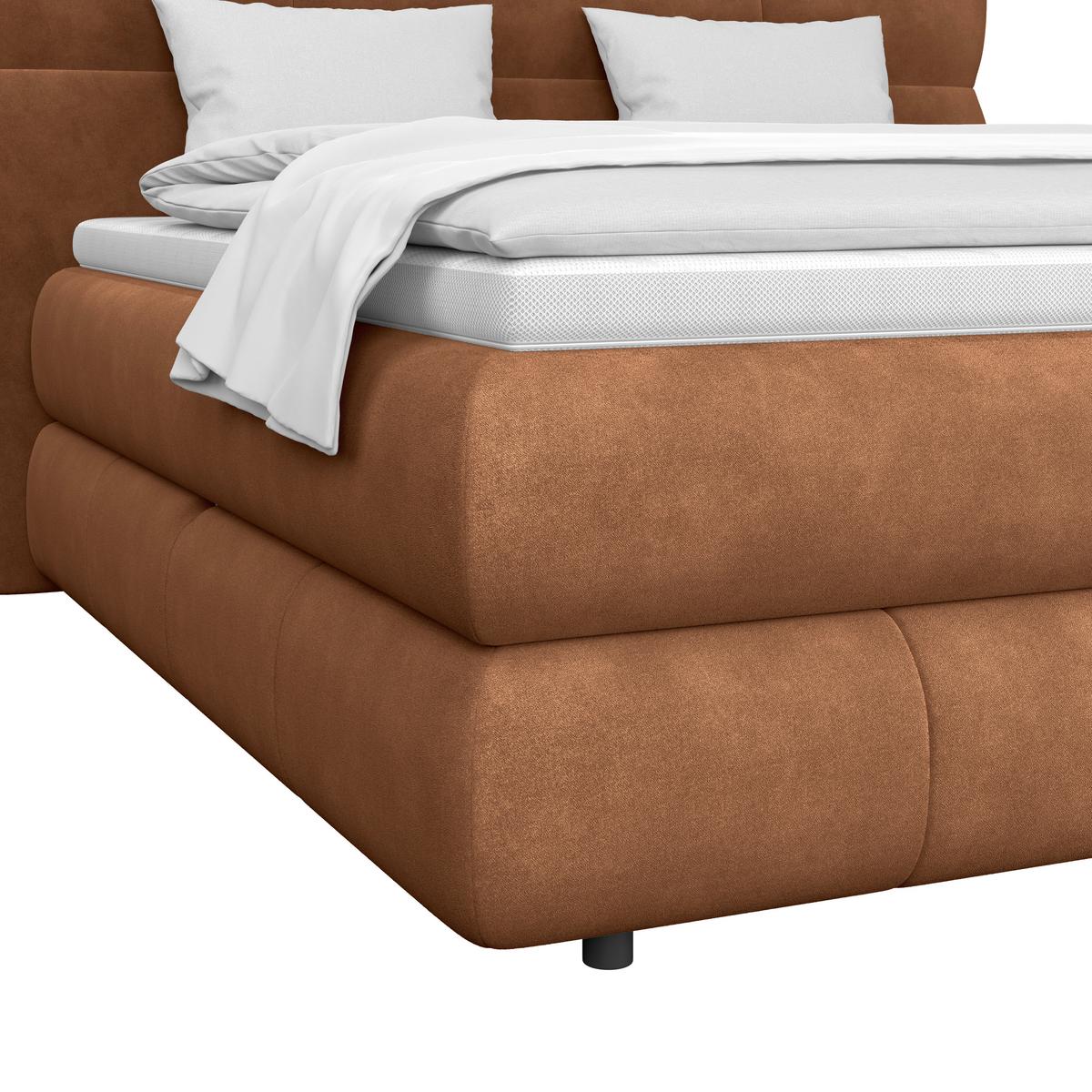 Boxspring Krevet Carmelo - bakrene boje/crna, Trend, tekstil/plastika (180/200cm) - Premium Living