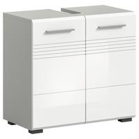 Waschbeckenunterschrank Copa ca. 60x56 cm Weiß/Grau - Chromfarben/Weiß Hochglanz, MODERN, Holzwerkstoff/Kunststoff (60/56/32cm) - MID.YOU