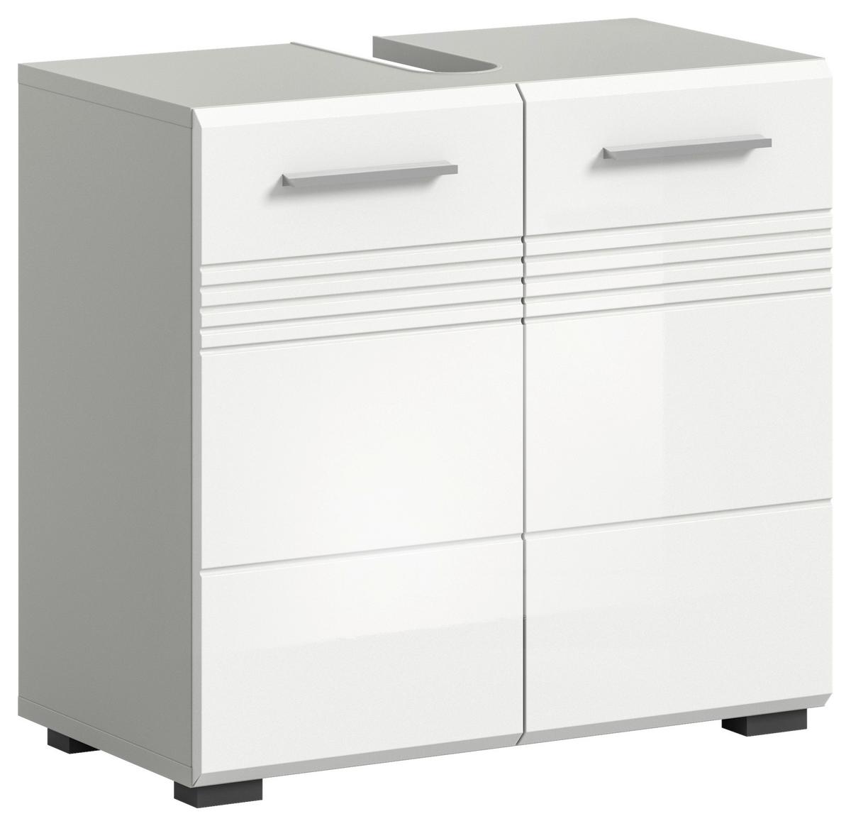 Waschbeckenunterschrank Copa ca. 60x56 cm Weiß/Grau - Chromfarben/Weiß Hochglanz, MODERN, Holzwerkstoff/Kunststoff (60/56/32cm) - MID.YOU