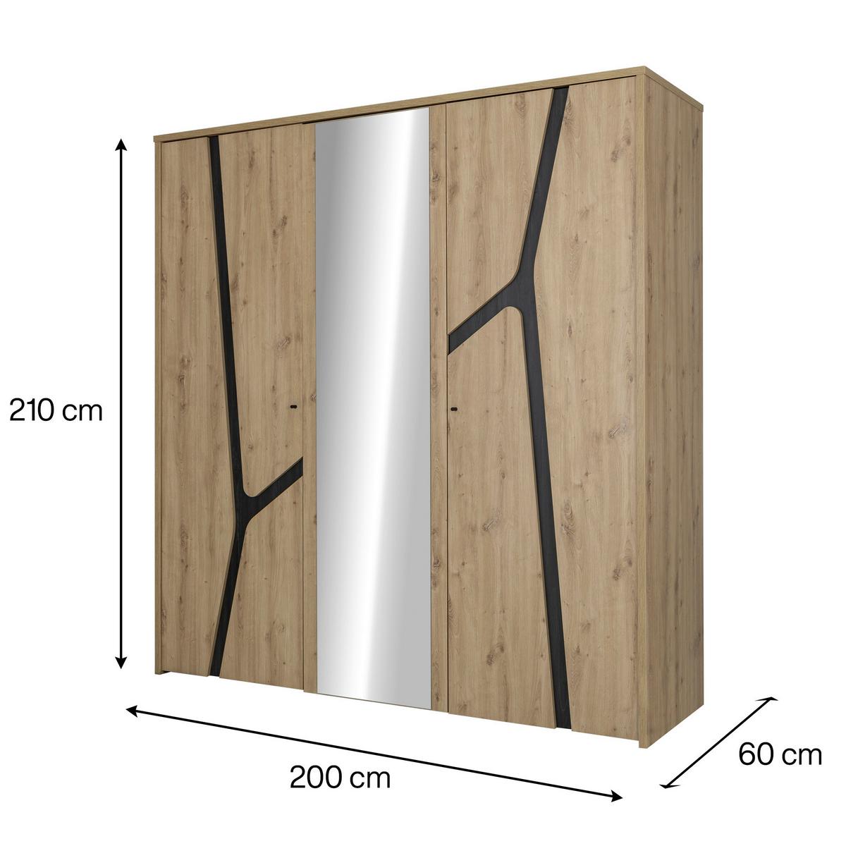 SZAFA UCHYLNA ALANA - kolor ciemnego dębu/czarny, Modern, materiał drewnopochodny/metal (200/210/60cm) - MID.YOU