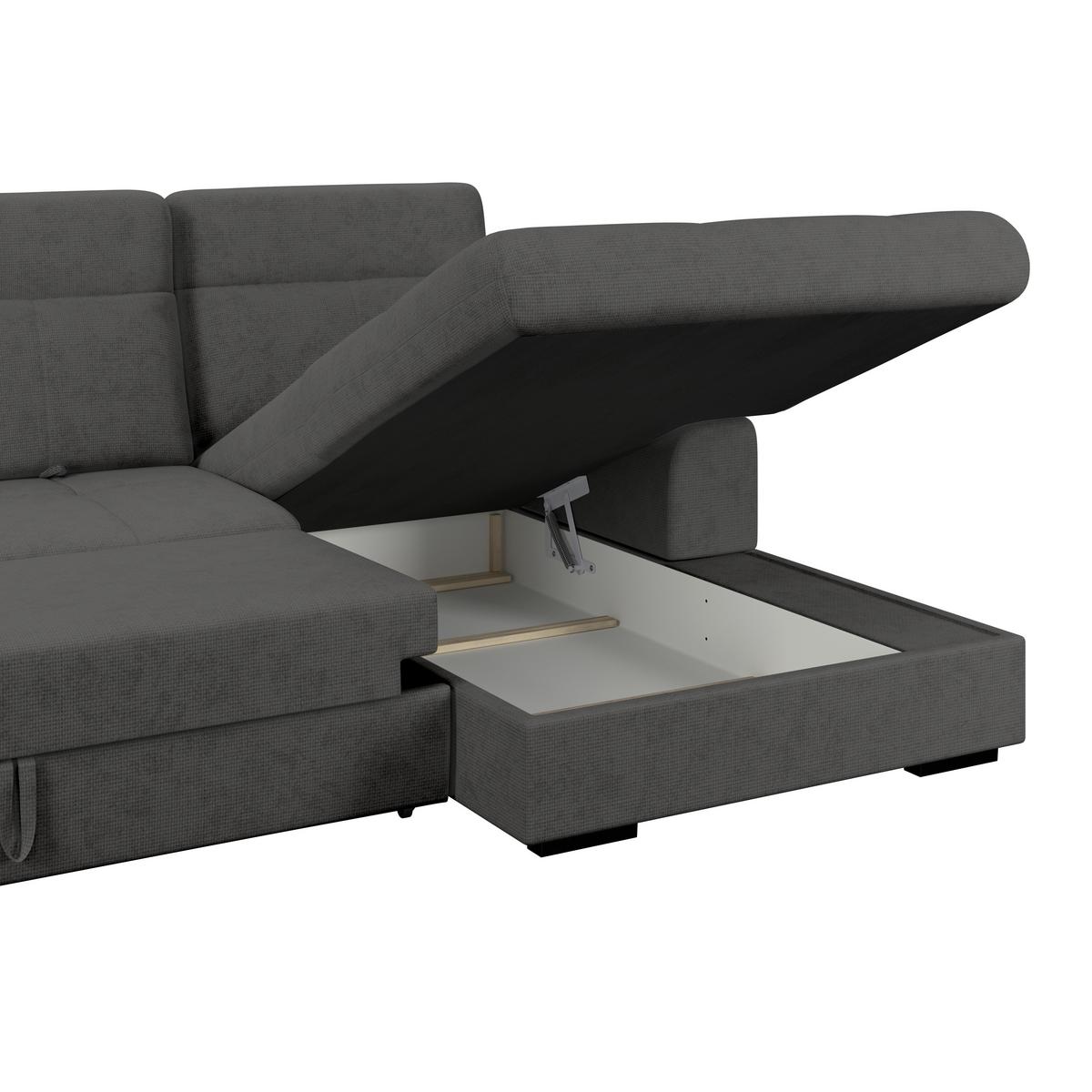 Kutna Garnitura Malaga - boje grafita/crna, Konvencionalno, tekstil/drvo (286/203cm) - Ondega