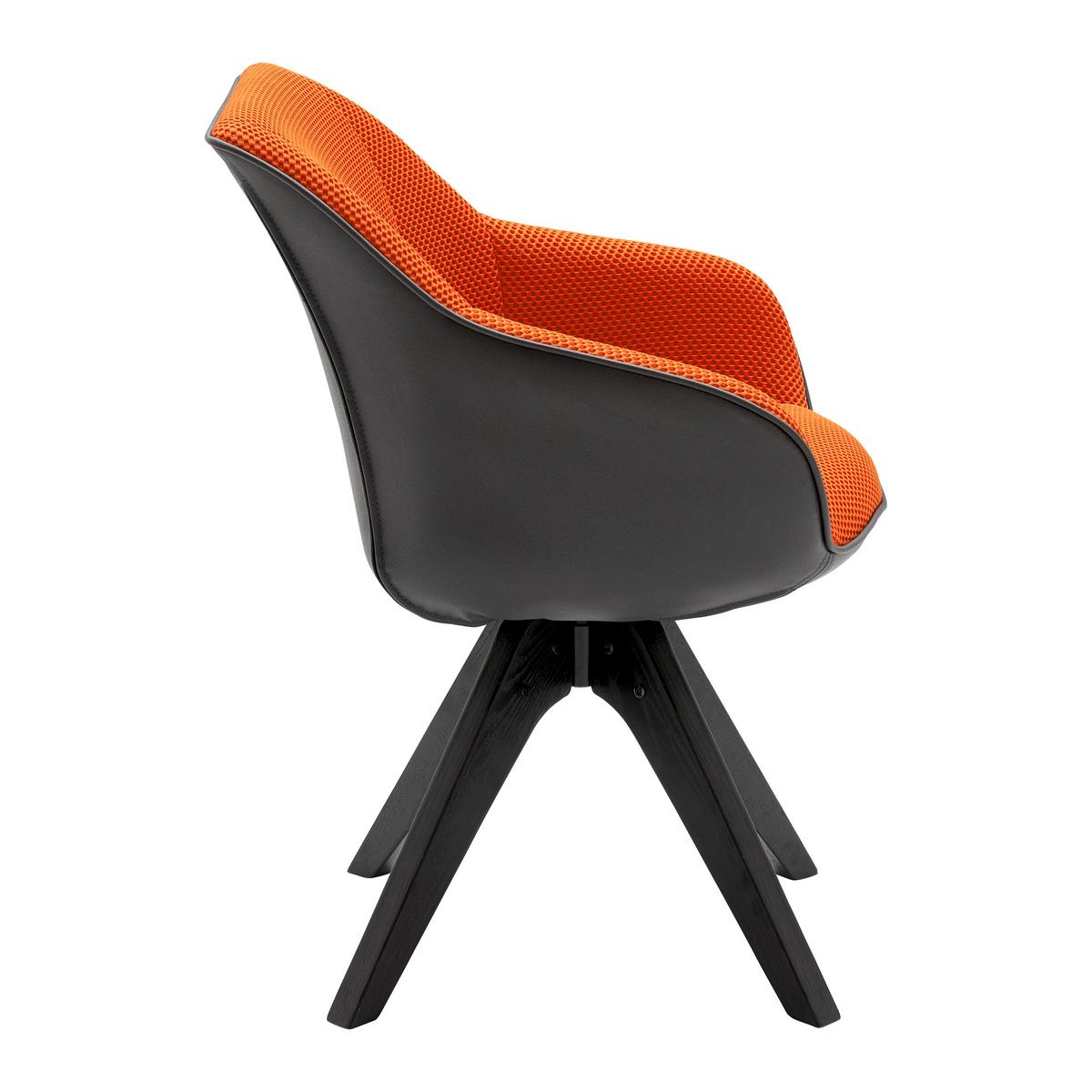 Armlehnstuhl Chill, drehbar Mesh Orange/Schwarz, Lederlook - Schwarz/Orange, MODERN, Holz/Textil (60/83/65cm) - Mömax