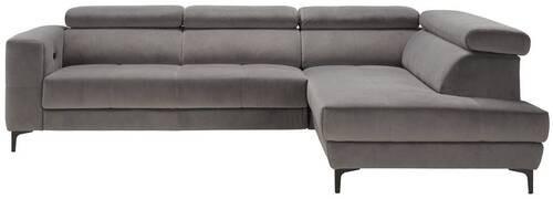 Ecksofa in Grau - Schwarz/Grau, Modern, Textil (301/210cm) - Premium Living