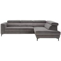 Canapé d'angle in Grau - Schwarz/Grau, Modern, Textil (301/210cm) - Premium Living
