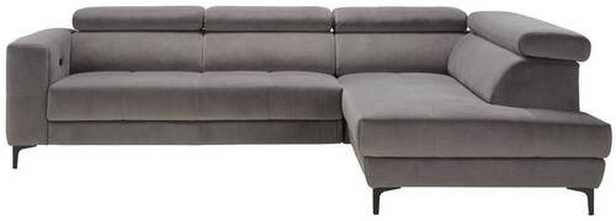 Canapé d'angle in Grau - Schwarz/Grau, Modern, Textil (301/210cm) - Premium Living