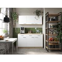 Majhna Kuhinja Merle, 150cm - srebrne barve/barve hrasta, Basics, kovina/leseni material (150cm) - Respekta