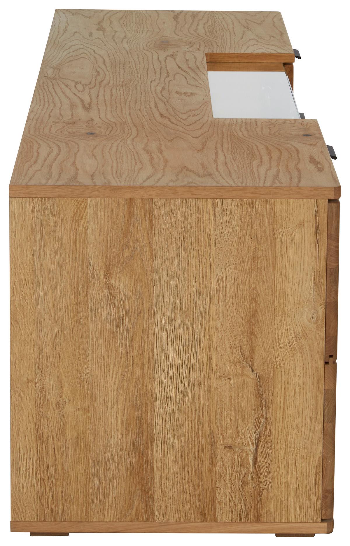 TV-Element in Wildeiche - Wildeiche/Schwarz, Modern, Glas/Holz (195/56/50cm) - Premium Living