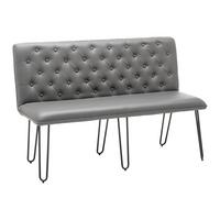 Sitzbank Ivie Grau Lederlook Gepolstert - Schwarz/Grau, MODERN, Holz/Textil (140/92/62cm) - Bessagi Home