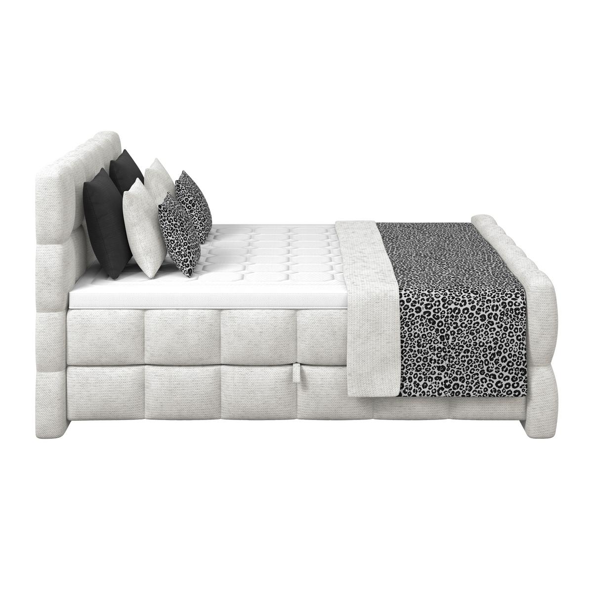 Postelja Boxspring Brisbane, Krem Barva, 160x220 - krem barve, Trend, kovina/umetna masa (160/220cm) - Premium Living