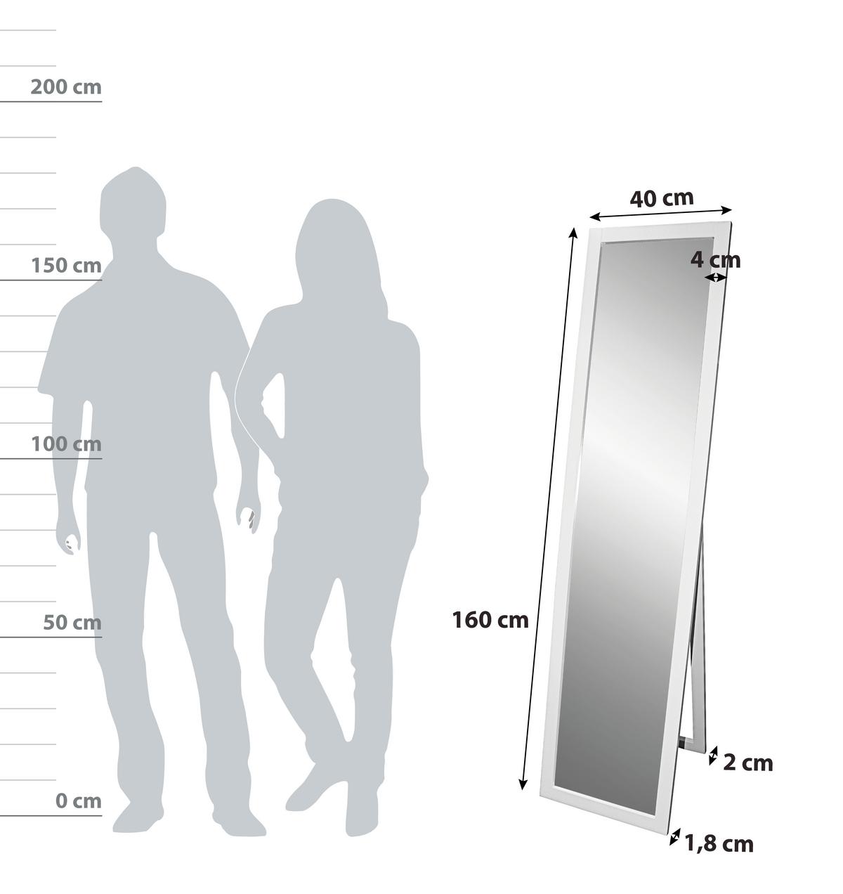 Oglindă MEGGY - alb, Modern, sticlă/lemn (40/160/3,8cm) - Modern Living