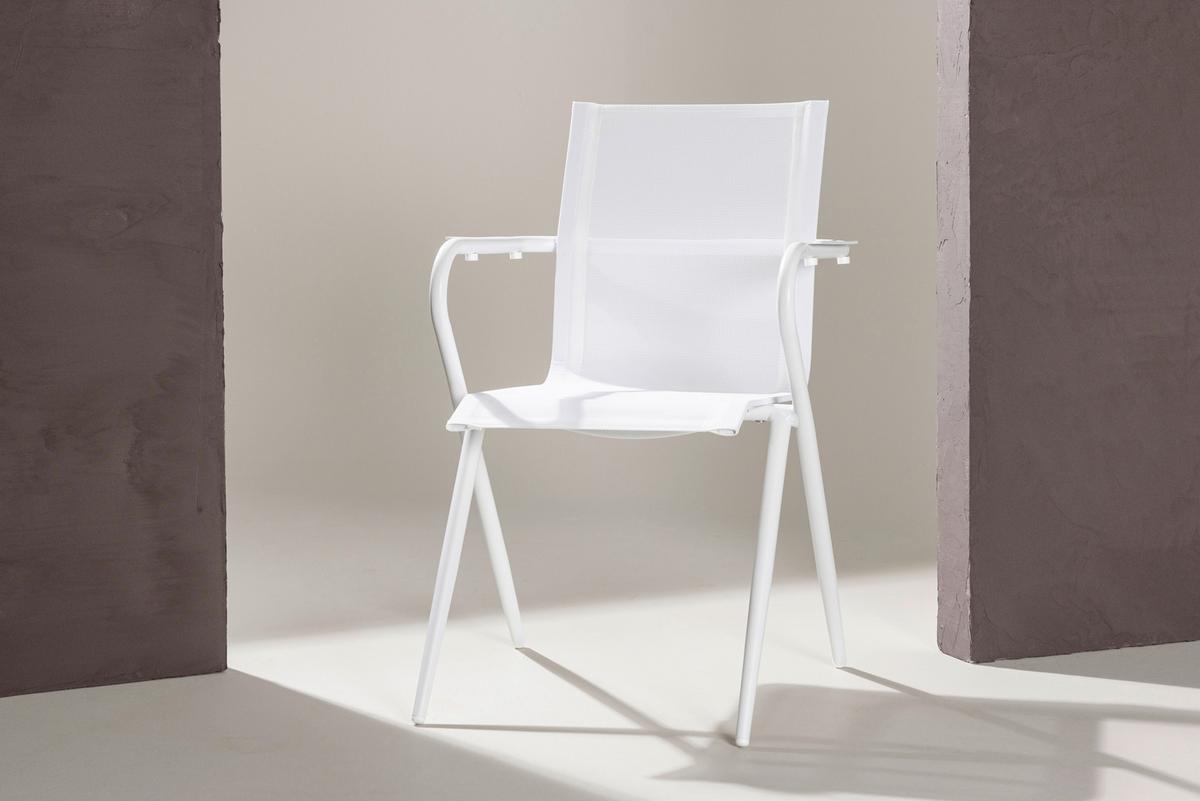 STAPELSESSEL Weiß Aluminium - Weiß, KONVENTIONELL, Metall (58/86/63cm) - Gardenson