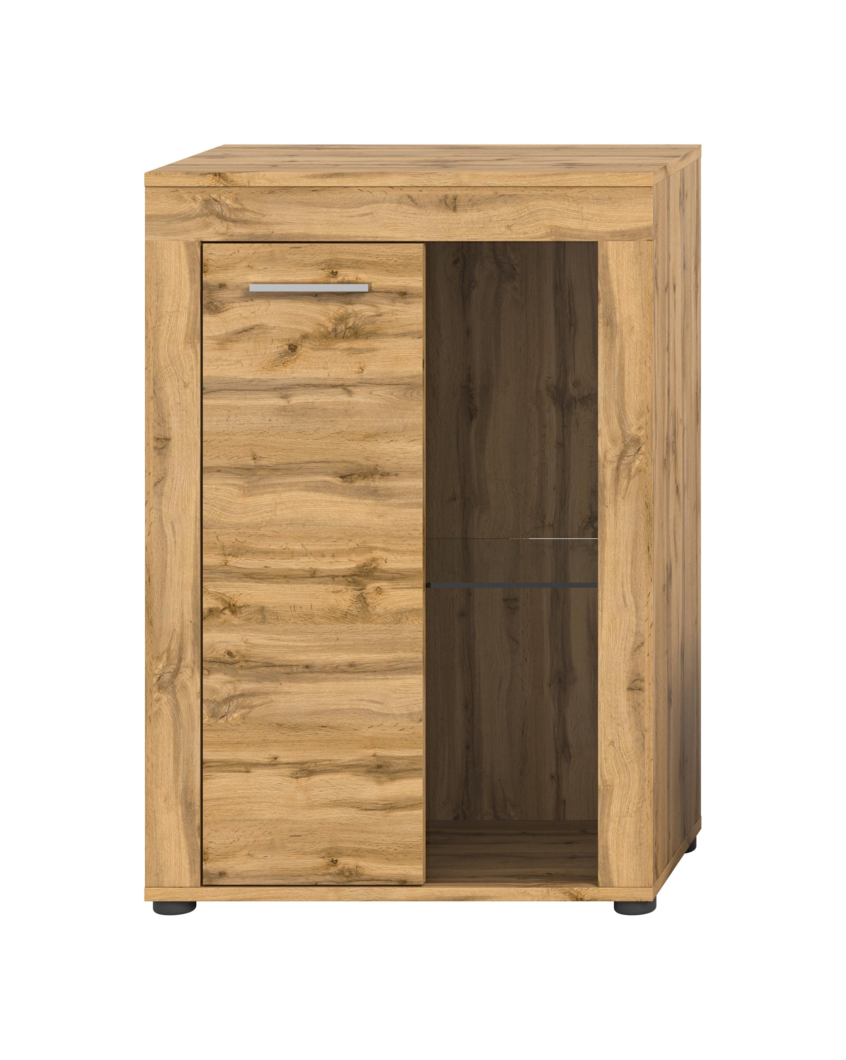 Vitrină JAM - stejar Wotan, Design, sticlă/material pe bază de lemn (86/60/35cm) - Modern Living