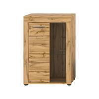 Vitrine Jam ca. 86x60x35 cm Eiche Wotan - Eiche Wotan/Silberfarben, Design, Glas/Holzwerkstoff (86/60/35cm) - MID.YOU