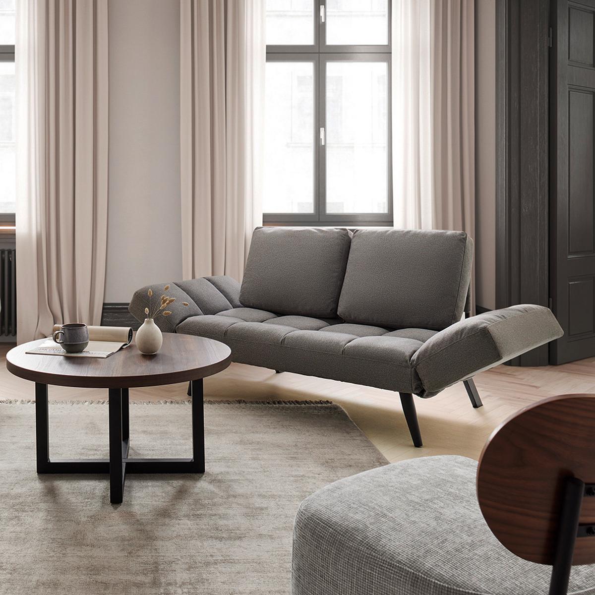 Schlafsofa Aurelia Dunkelgrau Webstoff - Hellgrau/Schwarz, MODERN, Holz/Textil (191/73/78cm) - Bessagi Home