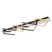 Stropna Led-svetilka Lesina, S Sijalko - zlate barve/črna, Design, kovina/umetna masa (104,5/35,5/7cm) - Globo