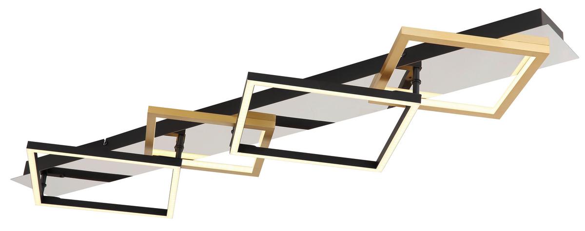 Stropna Led-svetilka Lesina, S Sijalko - zlate barve/črna, Design, kovina/umetna masa (104,5/35,5/7cm) - Globo