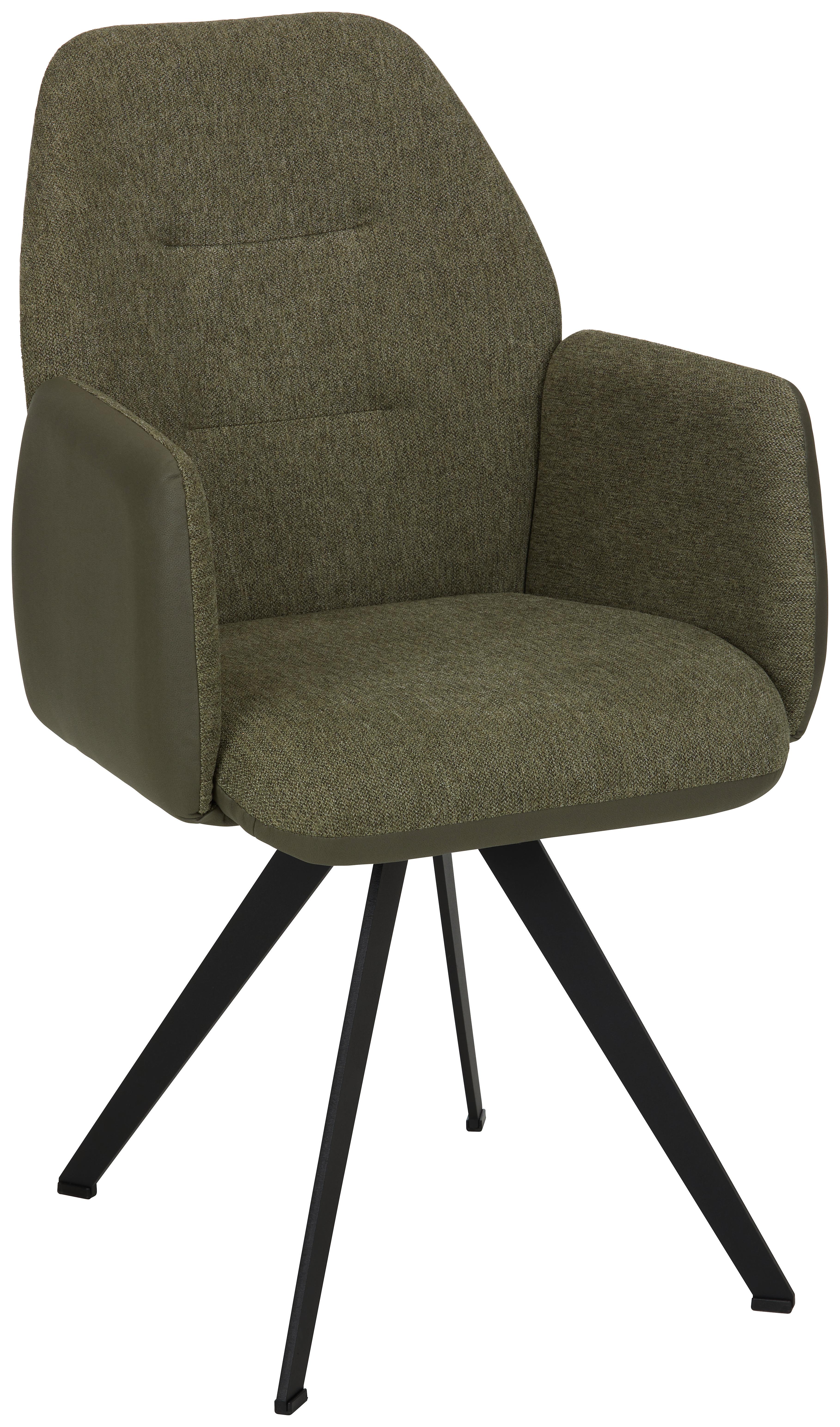 KRZESŁO Z PODŁOKIETNIKAMI STORM - zielony/czarny, Modern, metal/tkanina (57/96,5/63cm) - Premium Living