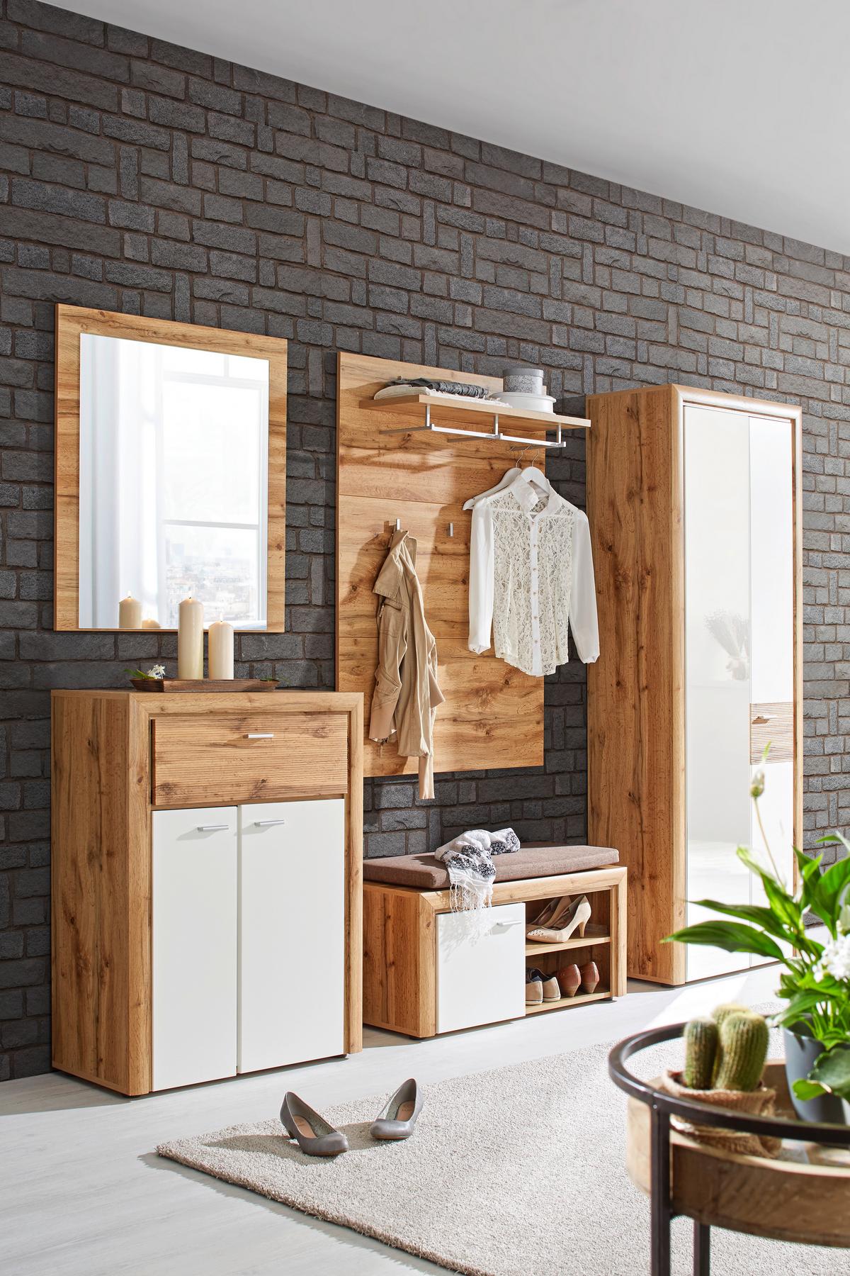 Garderobenschrank Weiss/Eiche - Weiss/Eichefarben, Konventionell (75/201/38cm) - Premium Living