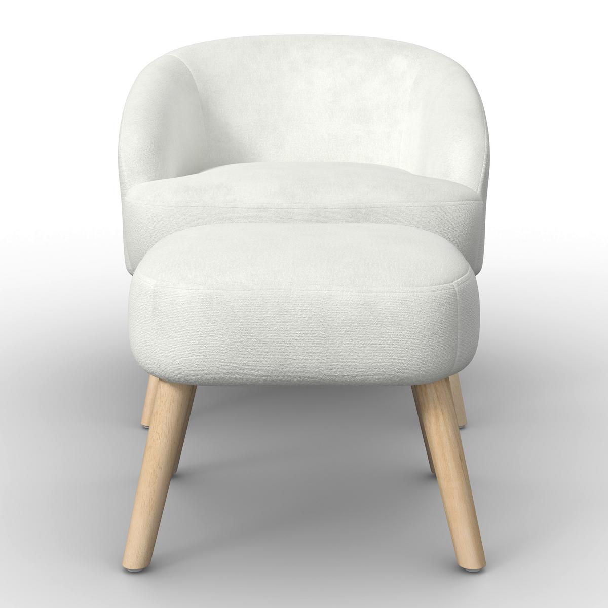 Sessel Sonja Chenille Weiß - Weiß/Naturfarben, MODERN, Holz/Textil (71/69/68cm)