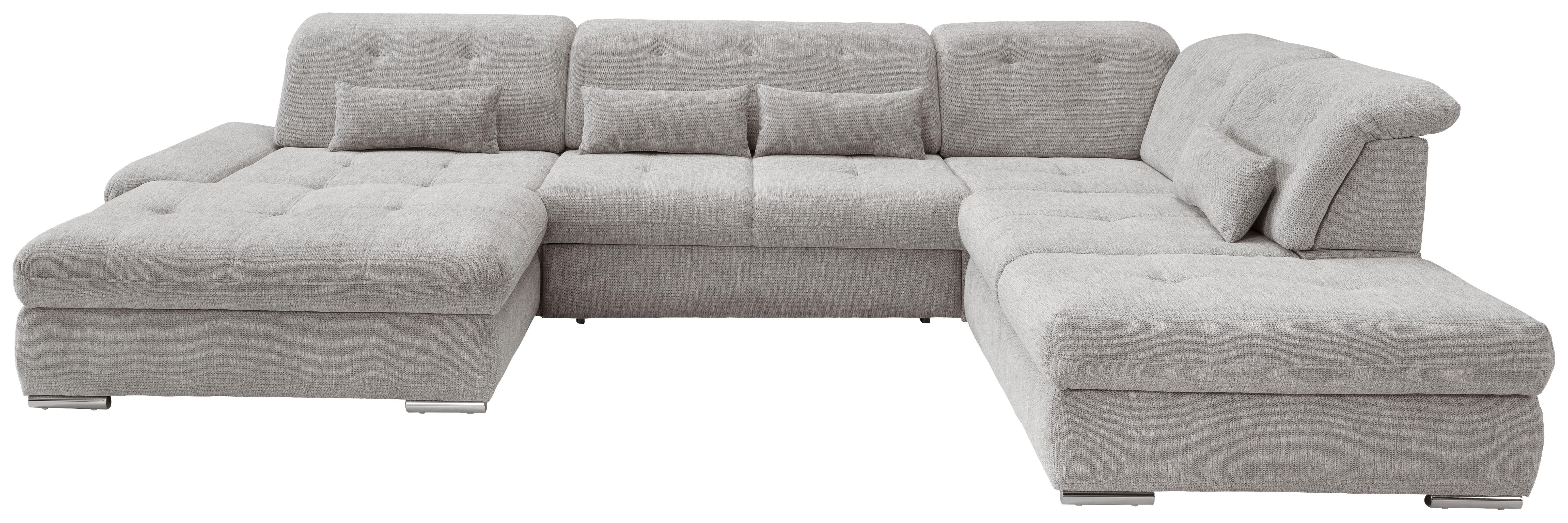 Wohnlandschaft Dalida Silberfarben Chenille - Chromfarben/Silberfarben, Design, Textil/Metall (195/376/254cm) - Livetastic