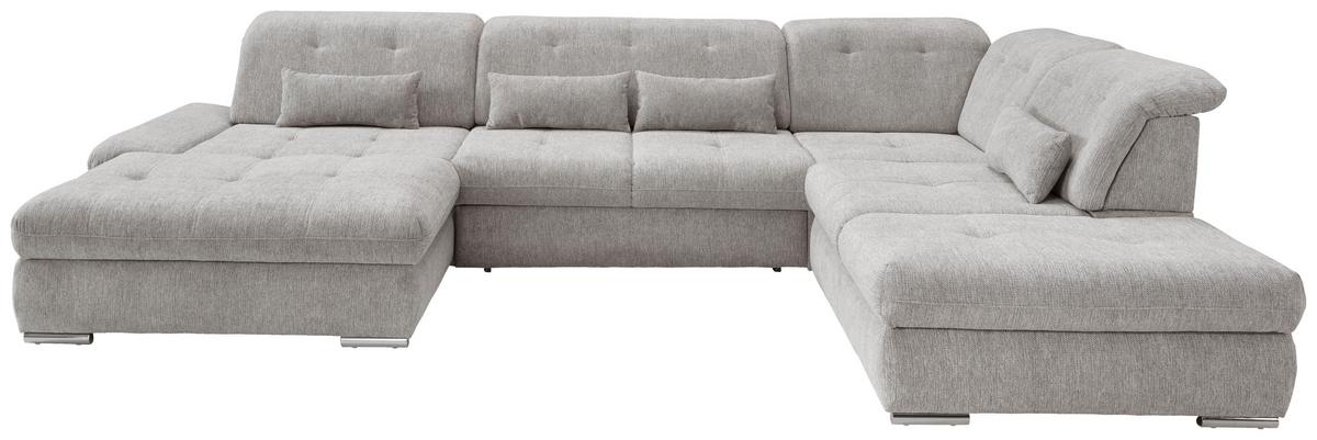 Wohnlandschaft Dalida Silberfarben Chenille - Chromfarben/Silberfarben, Design, Textil/Metall (195/376/254cm) - Livetastic