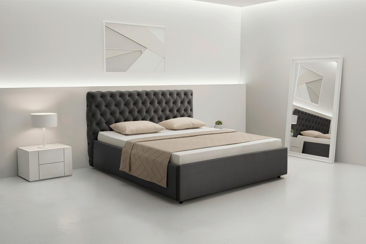 Polsterbett Katar Grau ca. 140x200cm - Schwarz/Grau, KONVENTIONELL, Textil (140/200cm) - Mömax