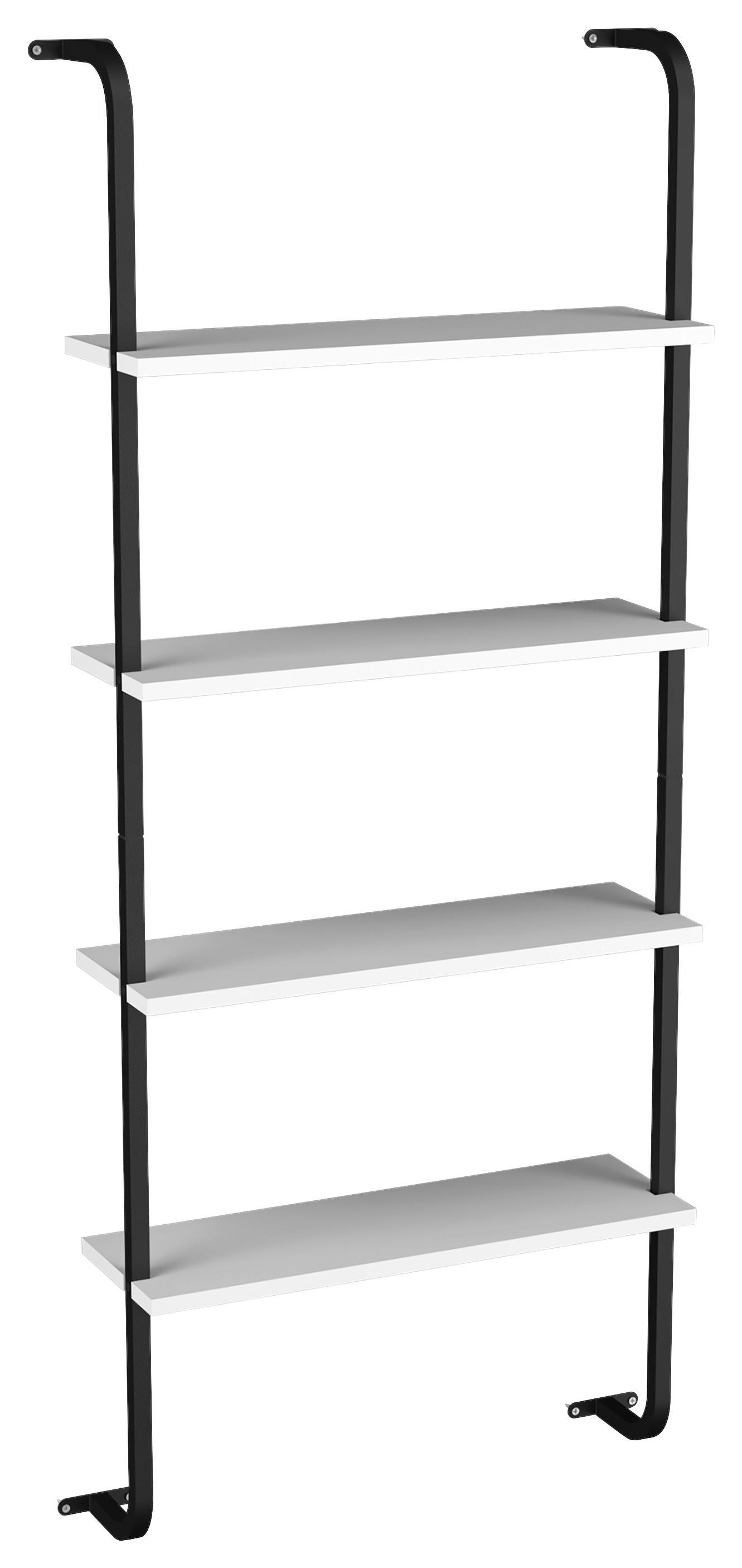 Wandregal Insasi 4 - Weiss/Schwarz, Design, Holzwerkstoff/Metall (64/150/20cm) - MID.YOU