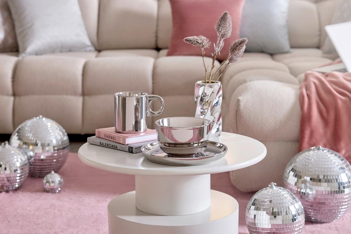 Kaffeebecher Shiny Silver Silberfarben ca. 400ml - Silberfarben, MODERN, Keramik (14/9/10cm) - Mömax