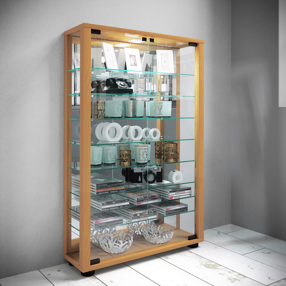 Vitrine Lumo ca. 59x91x18 cm Buche - Buchefarben, MODERN, Glas/Holzwerkstoff (59/91,3/18cm) - MID.YOU
