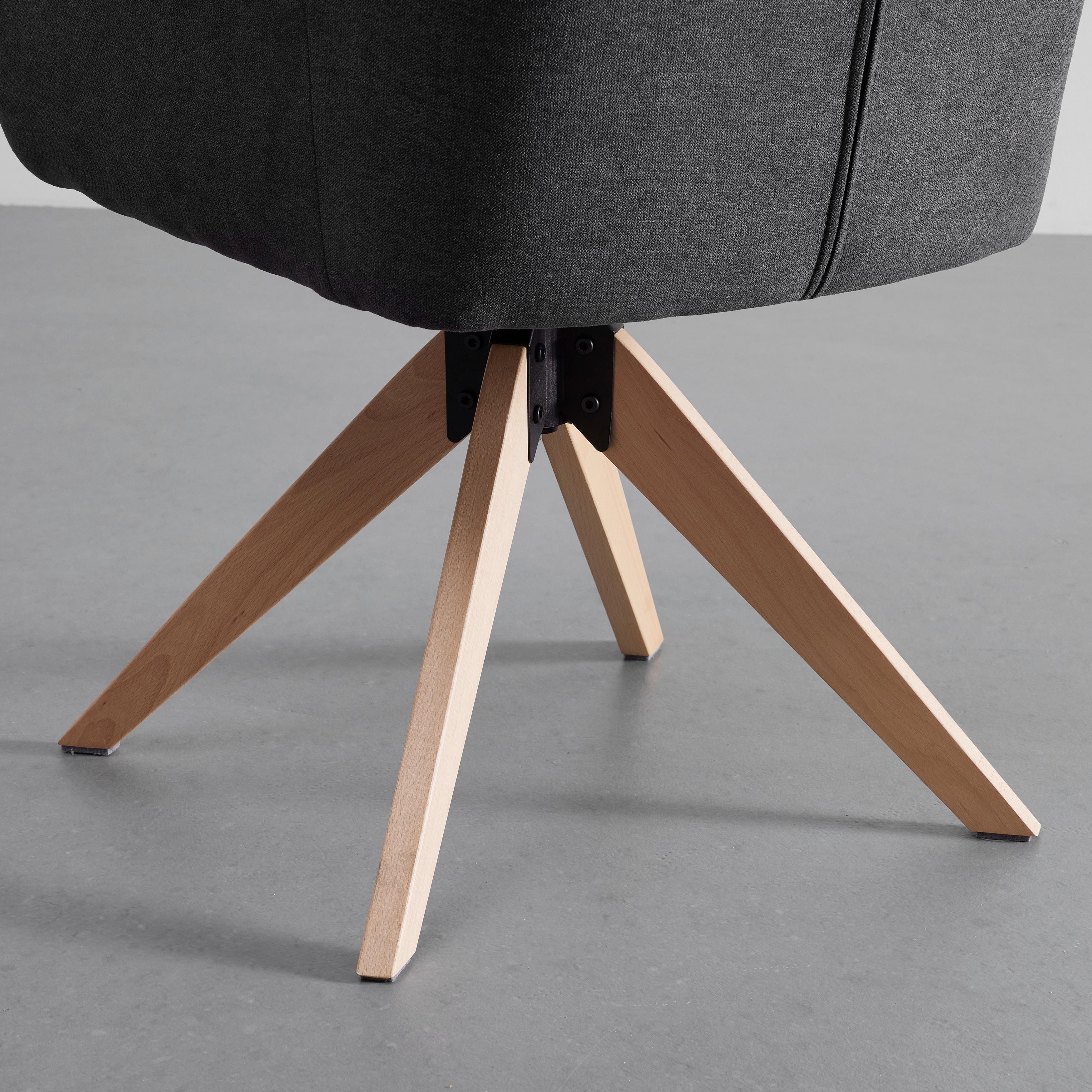 STOL MED ARMSTÖD LUCITA - mörkgrå/naturfärgad, Modern, metall/trä (59/88/60cm) - Bessagi Home
