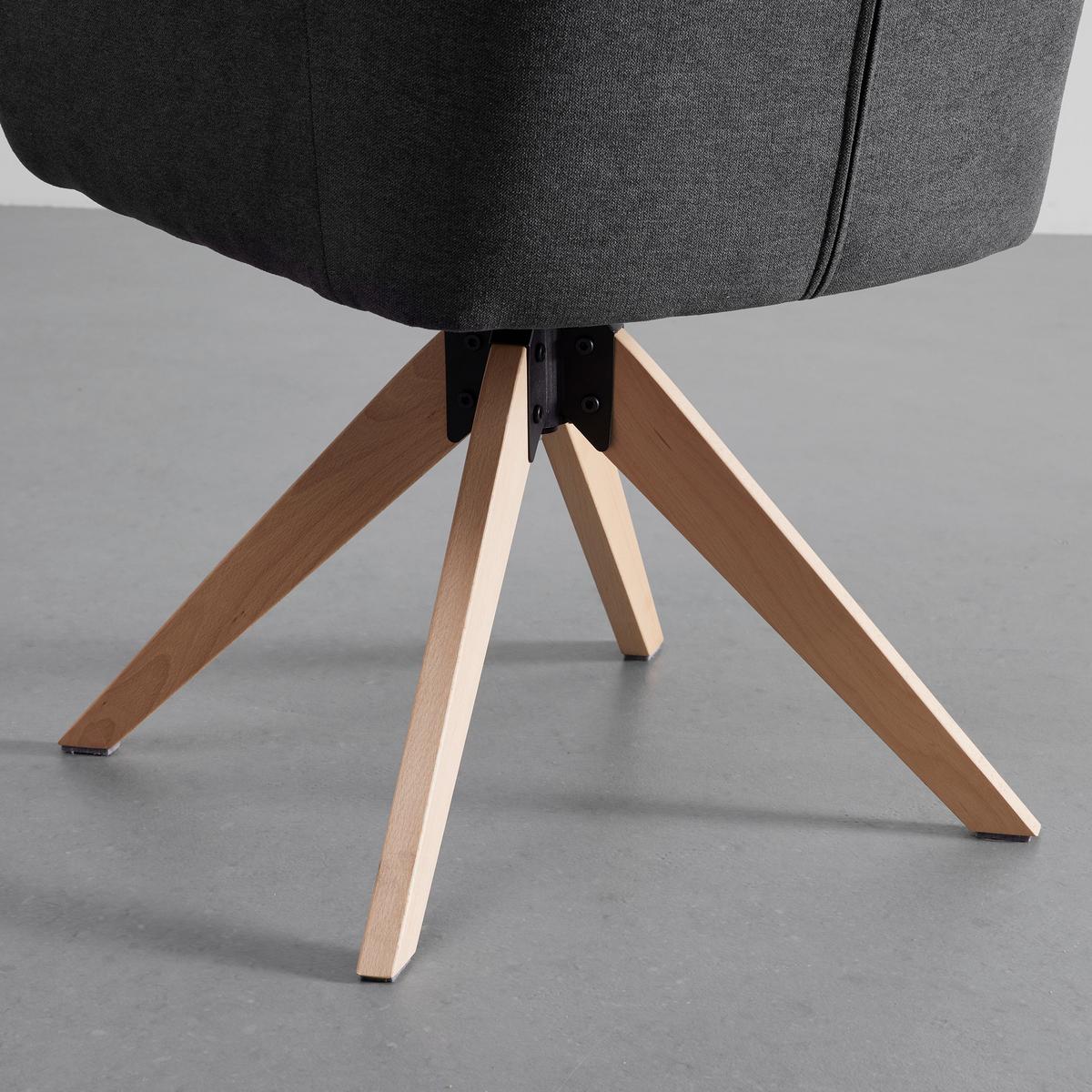 Armlehnstuhl Lucita Dunkelgrau Samt Drehbar Gepolstert - Dunkelgrau/Naturfarben, MODERN, Holz/Textil (59/88/60cm) - Bessagi Home