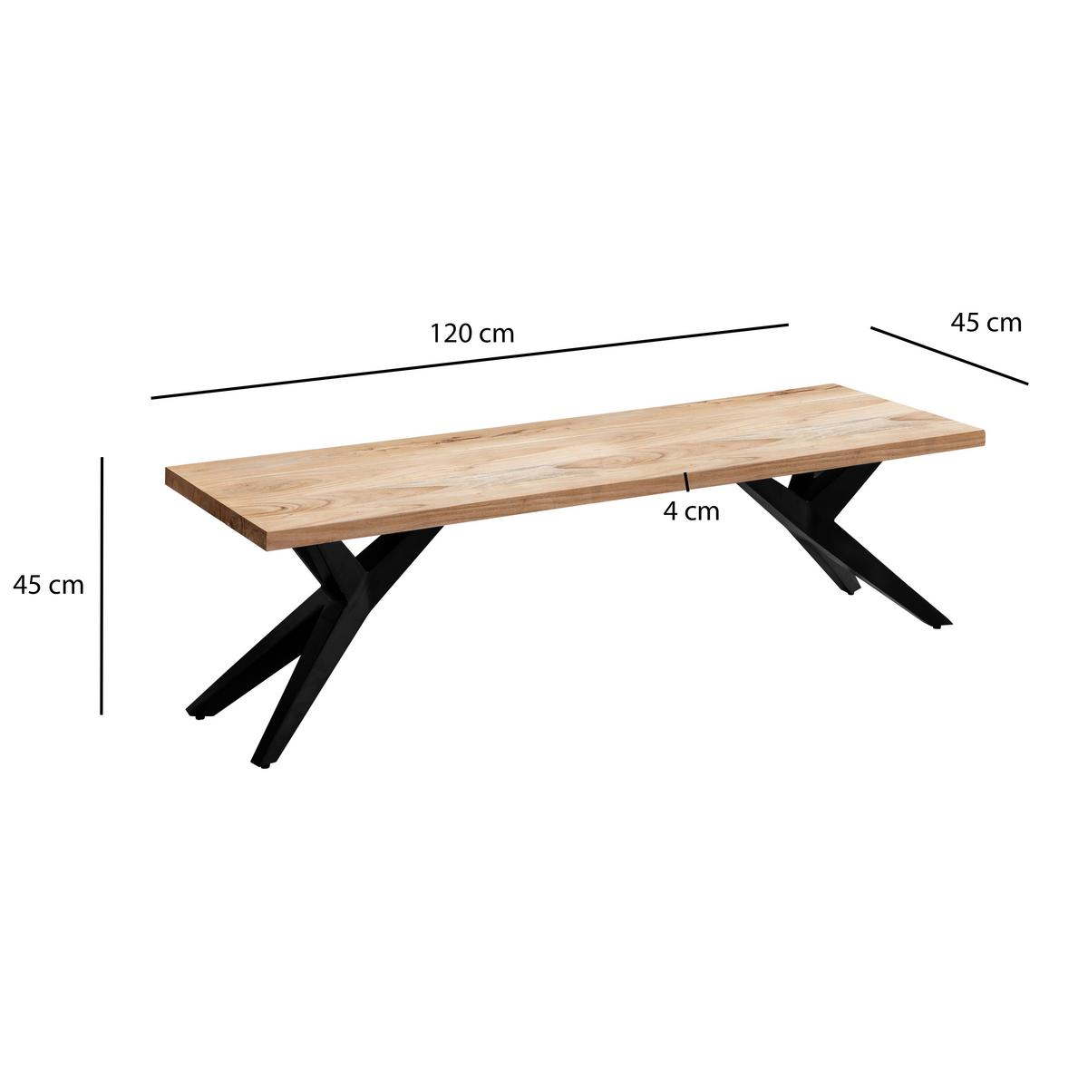 Klop Akazie, Pravi Les - črna/barve akacije, Design, kovina/les (120/45/45cm) - Livetastic
