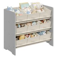 Kinderregal in Grau, Beige ca. 62,5x60x29,5 cm - Beige/Grau, MODERN, Holzwerkstoff/Textil (62,5/60/29,5cm) - MID.YOU