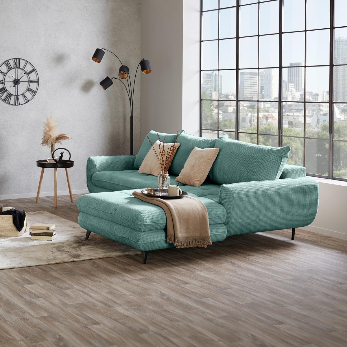 Coltar WAVE - turcoaz, Modern, lemn/metal (266/189cm) - Modern Living