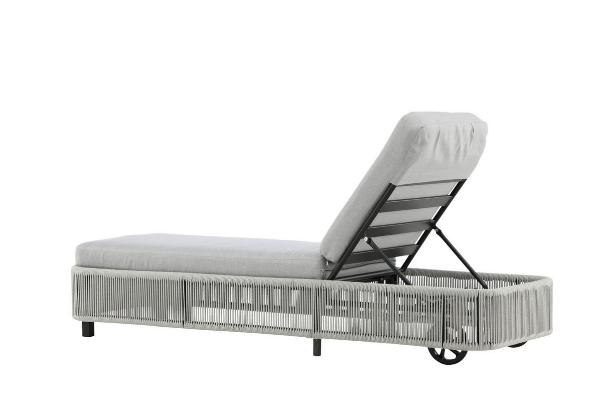 SONNENLIEGE VIRYA - Schwarz/Grau, KONVENTIONELL, Textil/Metall (75/32/205cm) - Gardenson