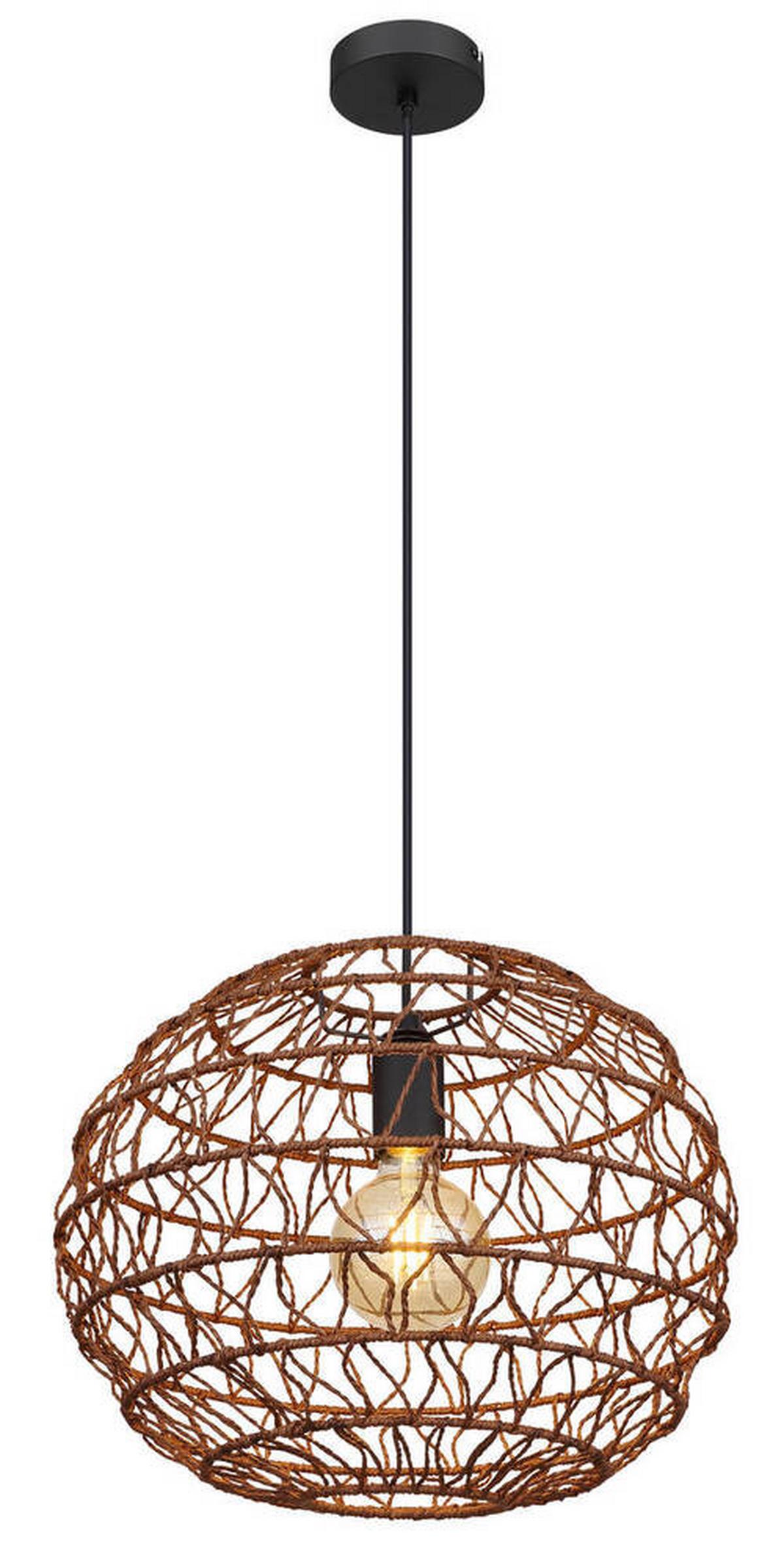 Hängeleuchte Senni Schwarz/Dunkelbraun max. 15 W - Dunkelbraun/Schwarz, Natur, Papier/Kunststoff (39/120cm) - Globo