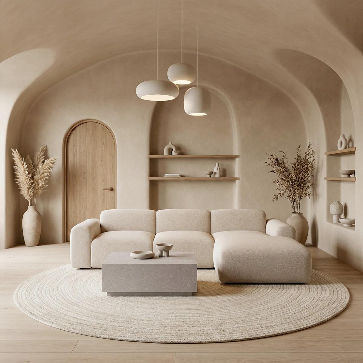 Sarokkanapé Marlo - natúr színű/barna, Modern, textil/fa (263/162cm) - Bessagi Home