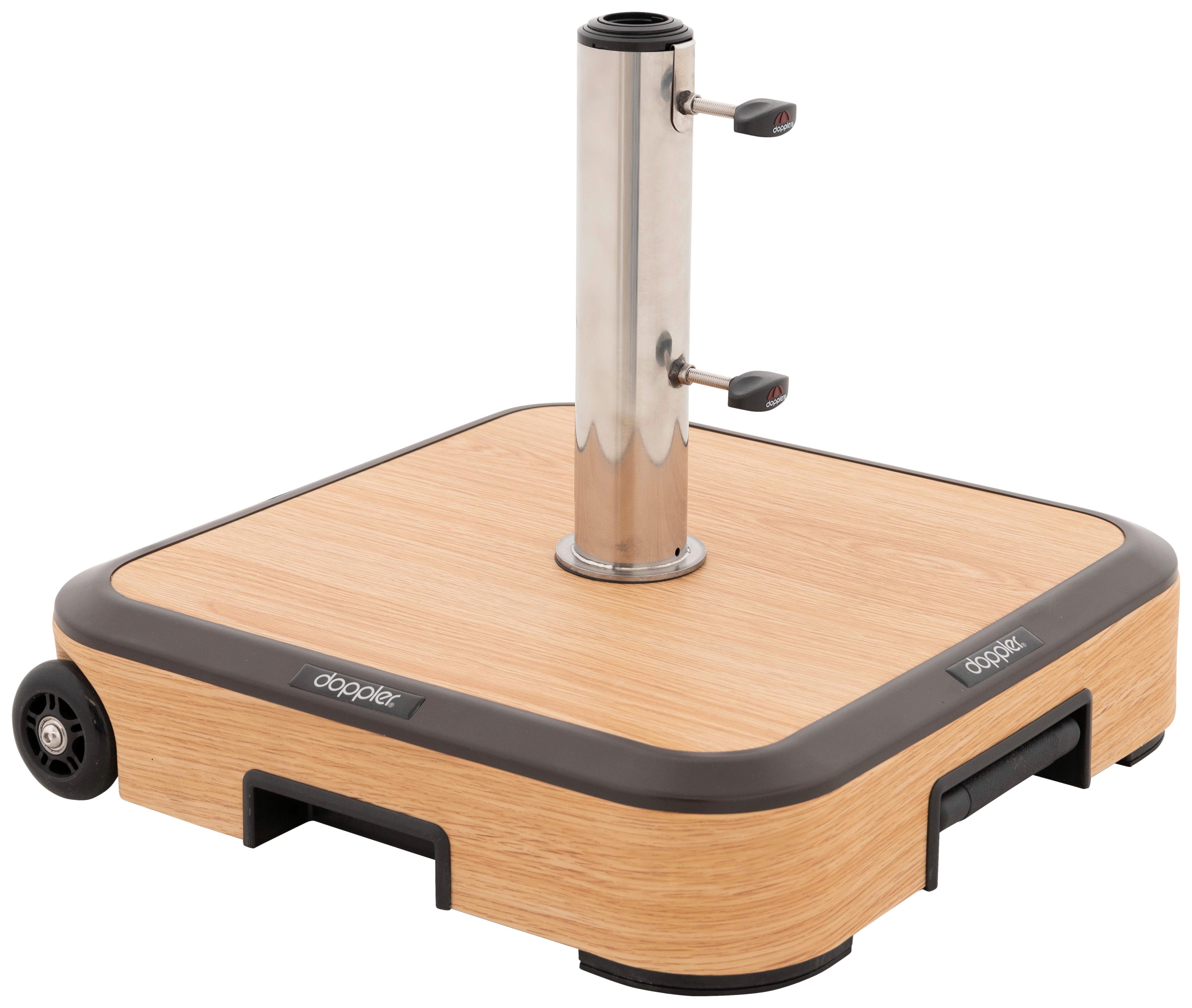 Sonnenschirmständer Alu Wood Trolley Sockel Eschefarben - Eschefarben, KONVENTIONELL, Stein/Metall (56/46/56cm) - KNIRPS