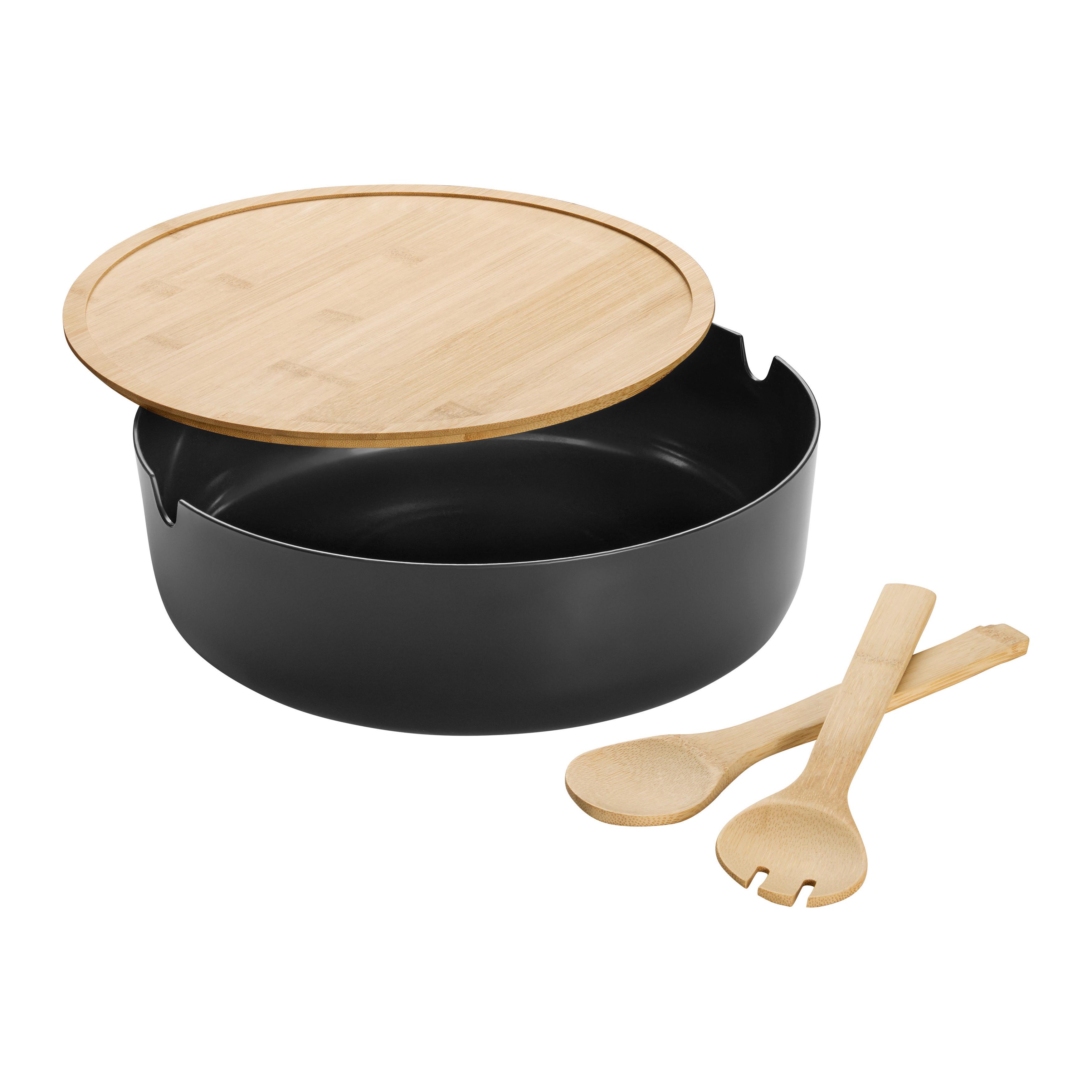 Salatset Magnus Natur/Schwarz, 3-teilig - Schwarz/Naturfarben, KONVENTIONELL, Naturmaterialien (30,5/9,5cm) - Mömax