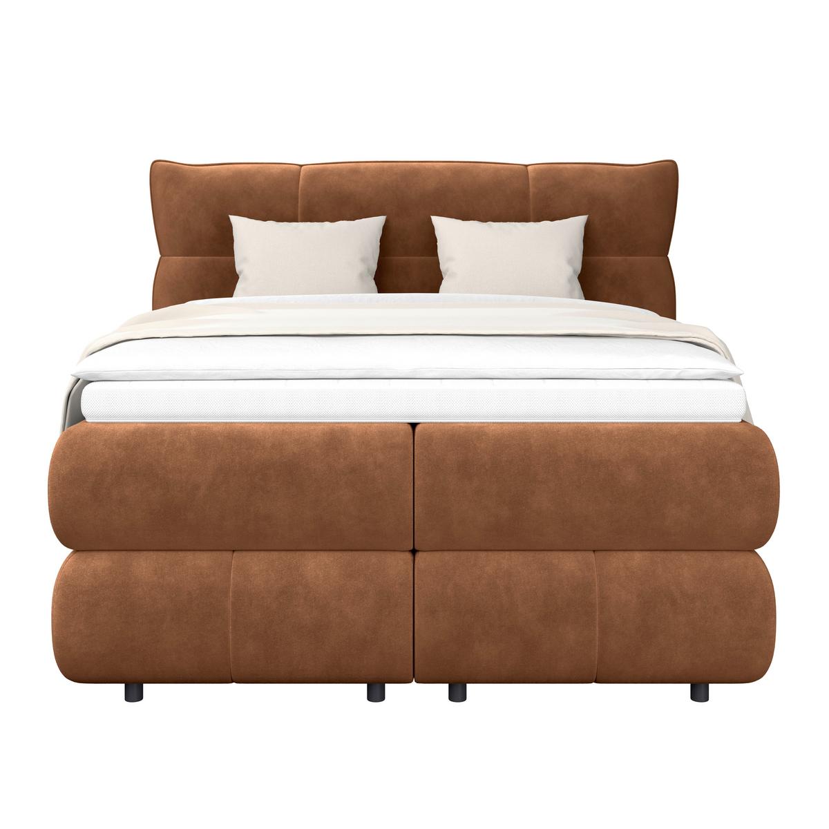 Boxspring Krevet Carmelo - bakrene boje/crna, Trend, tekstil/plastika (140/200cm) - Premium Living