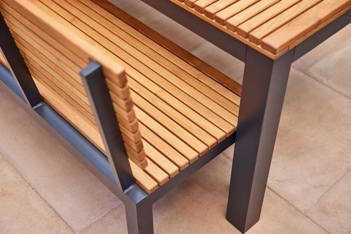 GARTENBANK N86394 - Anthrazit/Robinienfarben, KONVENTIONELL, Holz/Metall (180/84/157,5cm) - Siena Garden