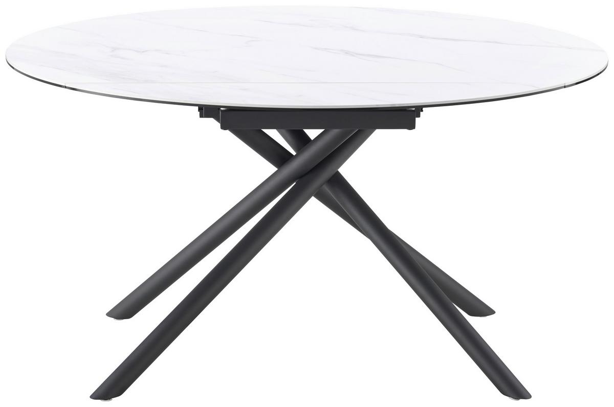Jedilna Miza Tiana, Bela, Keramika, 90-140x40 - črna/bela, Trendi, kovina/steklo (90-140/76/140cm) - MID.YOU